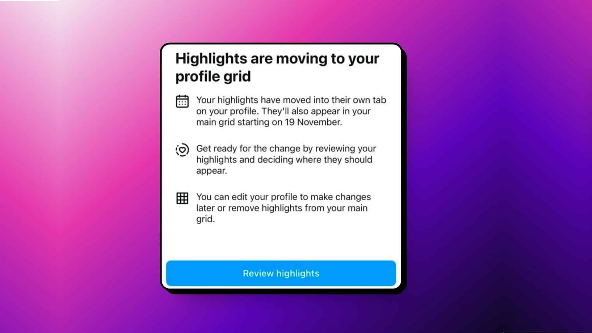 Stories à la une Instagram