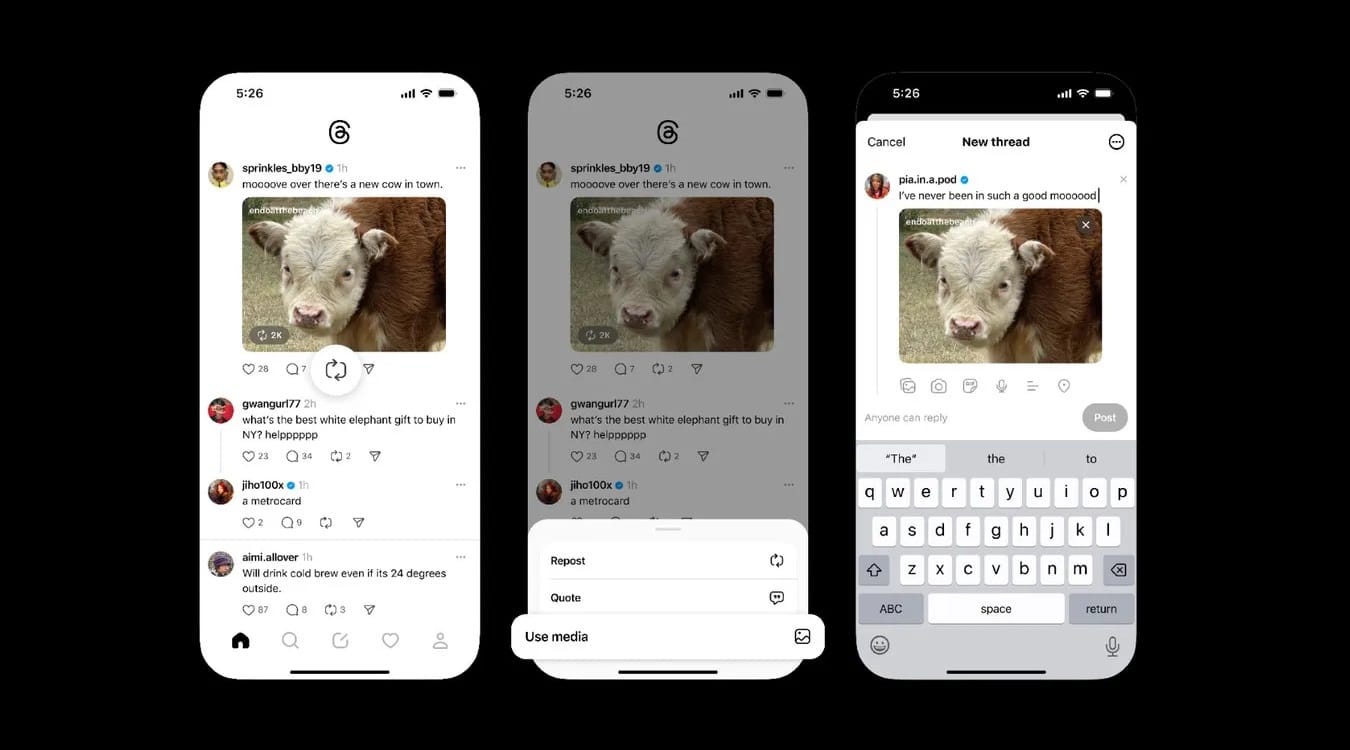 Nouvelle option Threads pour repartager des photos et vidéos