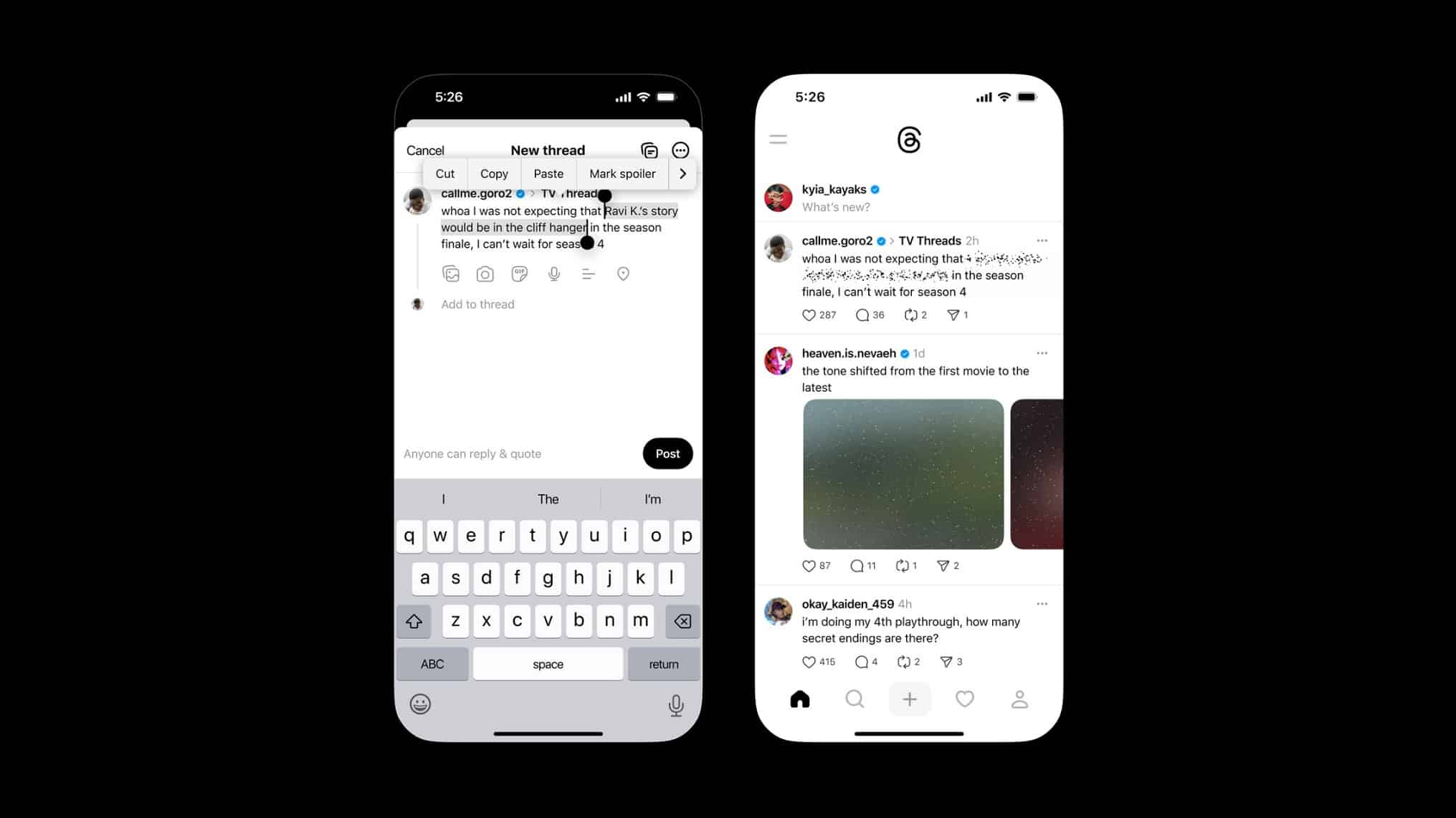 Spoiler Threads étiquettes