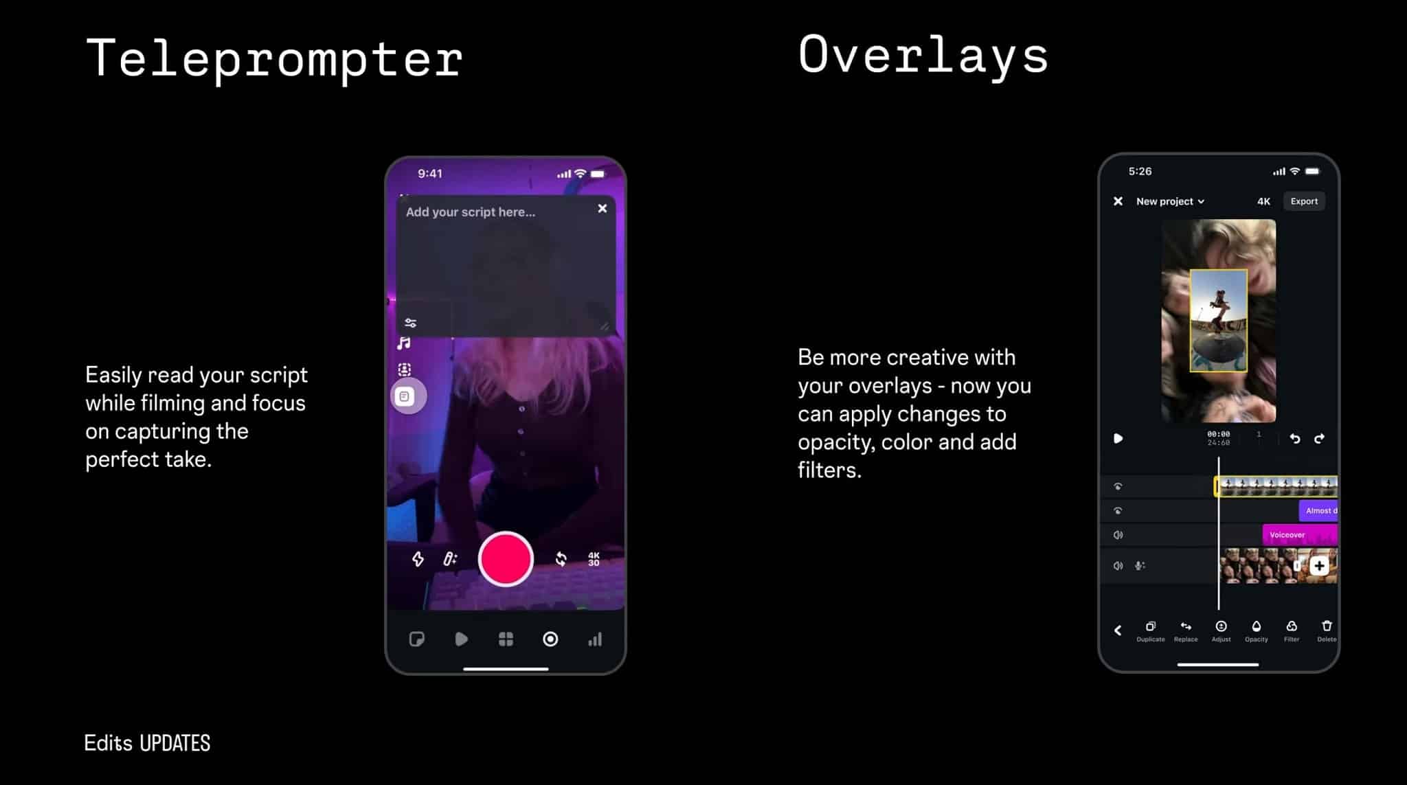 Téléprompteur Instagram parmi les nouveaux outils d' »Edits »