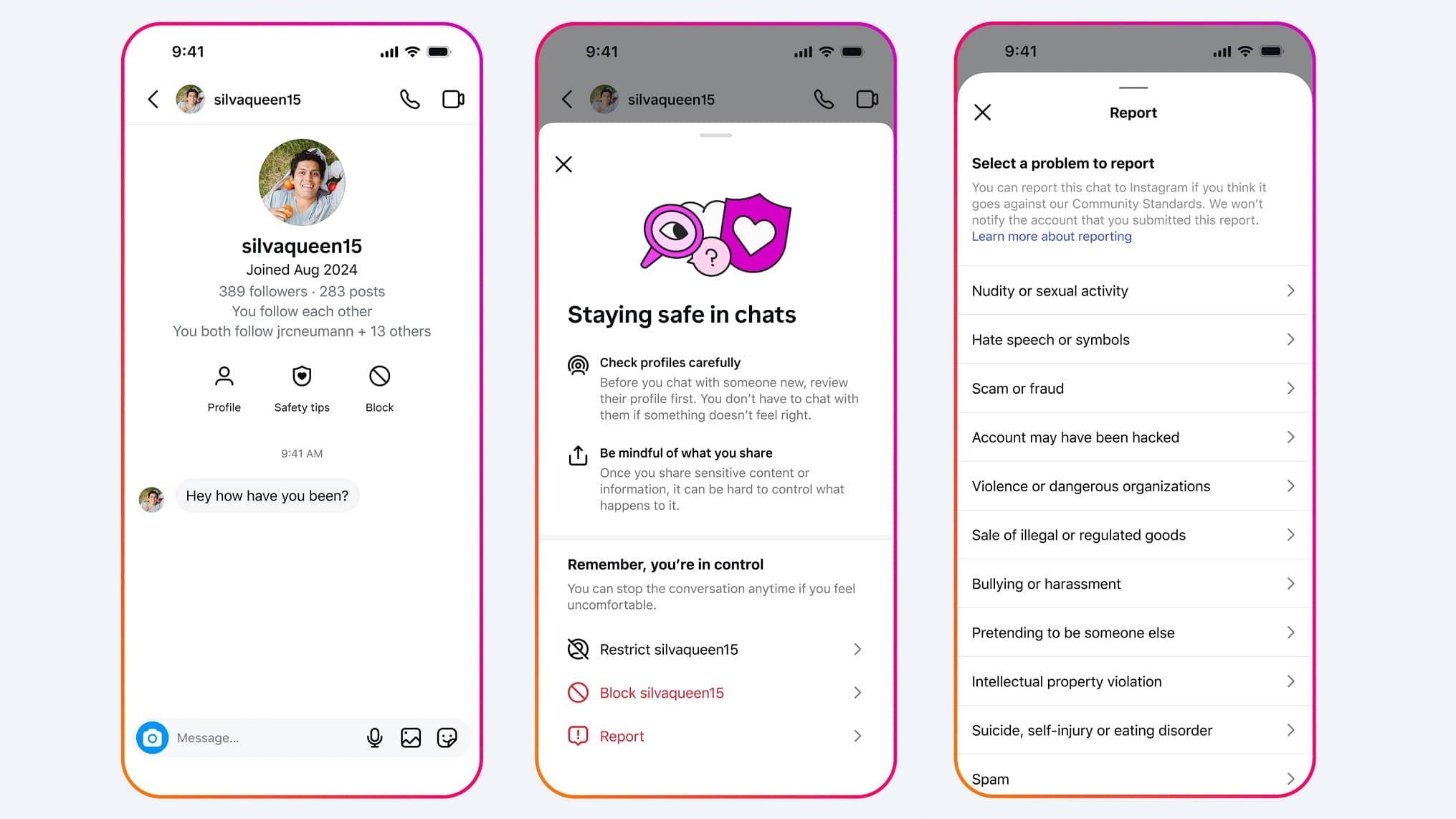 Nouvelles fonctionnalités de sécurité Instagram