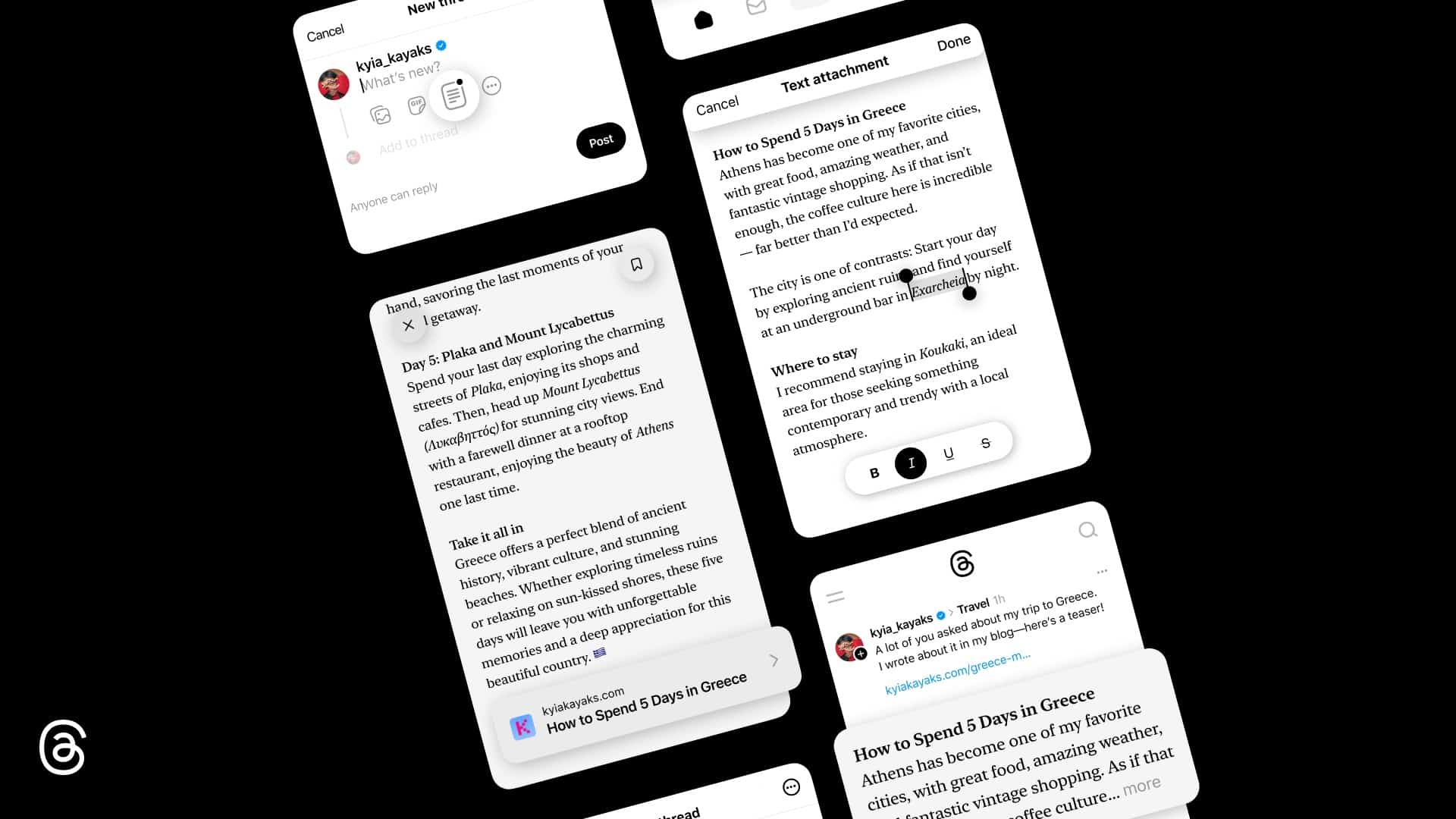 Nouvelle fonction Threads pour publier des textes XXL